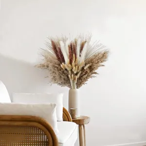 Natural dried pampas grass bouquet fluffy bunny tails reed for home decor living room