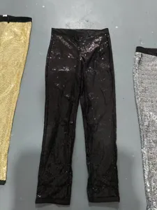 Men sequin dress pants shiny stage performance trousers choir wedding party suit pants black