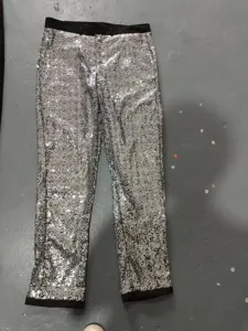 Men's silver sequin dress pants stage performance choir party trousers shiny clubwear
