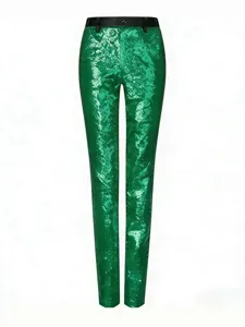 Men green sequin suit trousers for stage performance party wedding costume clothing item main view