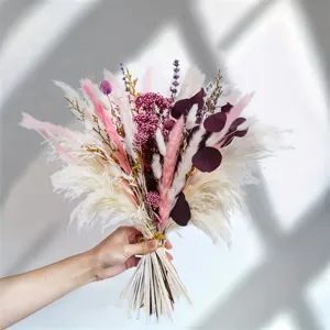 Dried pampas grass flower bouquet Nordic style home decor wedding window display props