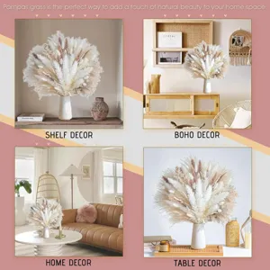Natural fluffy pampas grass dried flower bouquet for elegant home and wedding decor.