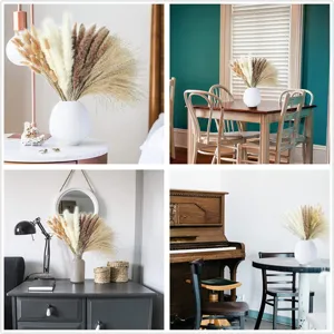 Natural dried pampas grass bouquet for home living room decor, elegant farmhouse floral arrangement.