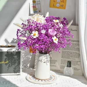 Droogbloemen boeket kleurrijk gipskruid huisdecoratie vaas cadeau voor vrienden.