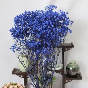 Blue preserved baby's breath dried flowers bouquet for home decor floral arrangement gift