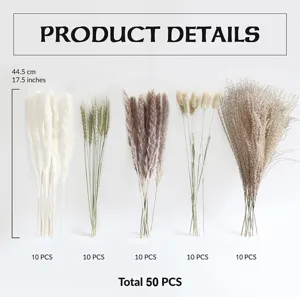 Natural dried pampas grass bouquet 50 pcs dry flowers floral arrangement home decor 44.5cm