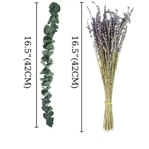 Natural dried eucalyptus branches and lavender flower bouquet with height 16.5 inch home decor.