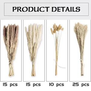 Dried pampas grass natural small reed bouquet fluffy floral arrangement home decor 15-25pcs