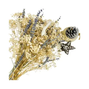 Boho dried flower bouquet with baby breath lavender bunny tails for stunning home decor display.
