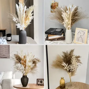 Bohemian dried flower bouquet set with pampas grass and rabbit tails for home decor.