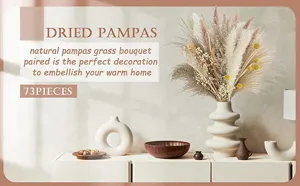 Natural dried pampas grass bouquet 73 pieces fluffy floral arrangement for home decor
