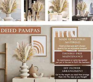 Natural dried pampas grass bouquet for elegant home decor, wedding, and living room styling.