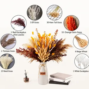 Dried flowers bouquet mixed pampas grass reed rabbit tail grass home decor vase arrangement