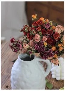 Vintage dried rose bouquet natural flower arrangement home living room decor ornament