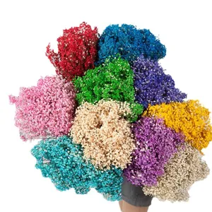 Kleurrijk geconserveerd gipskruid droogbloemenboeket, levendig bloemstuk voor cadeaus.
