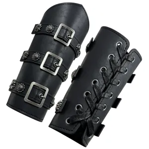 Medieval vintage PU leather bracers gothic wrist guards cosplay arm cuffs for men