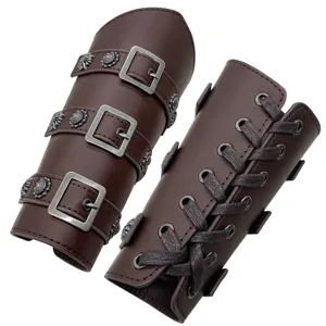 Medieval retro leather bracers arm guards knight cosplay costume accessories for adults