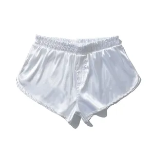 Men white silk satin boxer shorts casual sleep lounge shorts breathable underwear summer