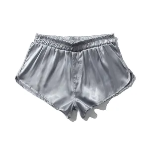 Men's silky satin lounge shorts, lightweight breathable sleepwear boxer briefs product detail.