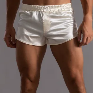 Men's Silk Satin Boxer Shorts Casual Solid Color Loose Fit Comfortable Lightweight Loungewear Short Pants