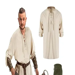 Mittelalter Renaissance Pirat Kostüm Set für Herren mit Schnürhemd und passender Hose.