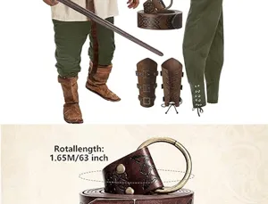 Mittelalter Renaissance Herren Kostüm Set Cosplay Piraten Hose Gürtel Rüstung Details