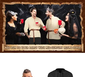 Herren Vintage Renaissance Hemd Mittelalter Pirat Kostüm Halloween Party Retro Stil.