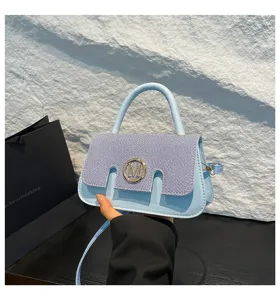 Borsa a tracolla da donna rétro a contrasto moda casual borsa a mano in pelle PU.