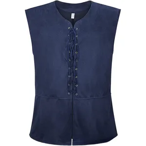 Gilet Pirata Medievale Rinascimentale Uomo Gotico Steampunk Senza Maniche Allacciatura