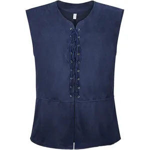 Mens medieval renaissance pirate gothic steampunk vest lace up waistcoat sleeveless top