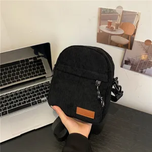 Korean Trendy Corduroy Small Crossbody Bag Casual Versatile Single Shoulder Commuter Handbag Women Fashion Purse