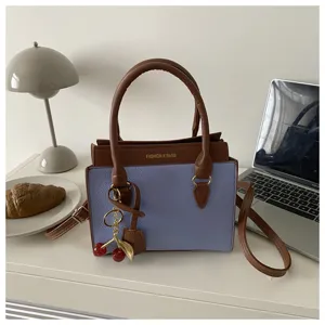 Trendy color block women handbag casual top handle shoulder bag stylish crossbody square bag