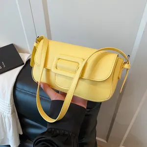 2025 neue vielseitige einfarbige Klapptasche Umhängetasche modische kleine quadratische Tasche