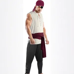 Costume de pirate medieval pour homme ensemble renaissance halloween chemise sans manches