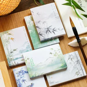 Traditional Chinese ink bamboo memo pad sticky notes journal decorative paper stationery.