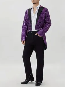 Men sequin tailcoat jacket for stage performance party host nightclub singer shiny costume