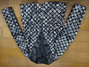 Men black diamond sequin tuxedo blazer peak lapel shiny party stage performance suit