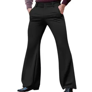 Pantaloni da abito a zampa slim elasticizzati tinta unita da uomo eleganti e casual