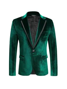 Elegante donkergroene fluwelen herenjas blazer voor bruiloften en feestelijke optredens.