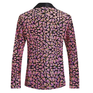 Chaqueta de Traje de Escena con Lentejuelas para Hombre Patrón Mosaico Espalda Estilo
