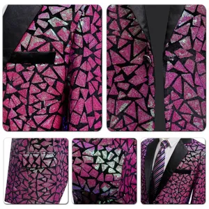 Chaqueta de lentejuelas para hombre blazer geometrico brillante para fiesta escenario