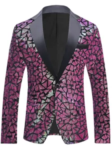 Blazer de lentejuelas para hombre chaqueta esmoquin brillante para fiesta de escenario.