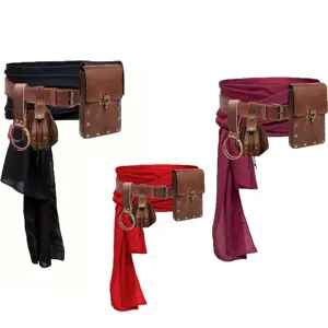 Ensemble d'accessoires de ceinture de pirate de la Renaissance médiévale avec écharpe sac