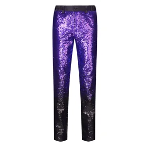 Pantaloni da abito uomo paillettes sfumati slim per spettacolo festa matrimonio.