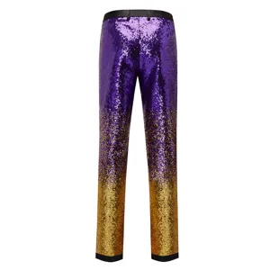 Pantaloni eleganti da uomo con paillettes sfumate slim fit per spettacoli e matrimoni.