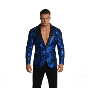 Men's fashion paisley suit jacket European size stylish slim blazer main product view