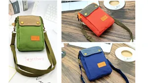 Casual canvas crossbody phone bag for women with multi zipper pockets and adjustable strap.