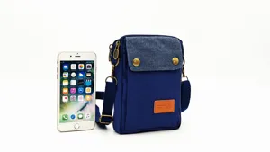 Canvas crossbody phone bag for women, casual mini shoulder bag with multi-layer pockets.