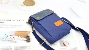 Women Canvas Crossbody Phone Bag Casual Multi-Pocket Shoulder Bag Daily Small Handbag