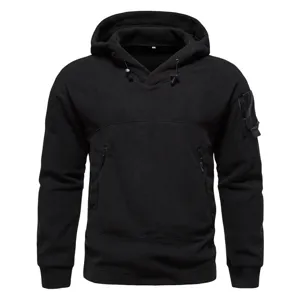 Felpa con Cappuccio Tattica in Pile Nero da Uomo Pullover Casual Invernale Sport Outdoor